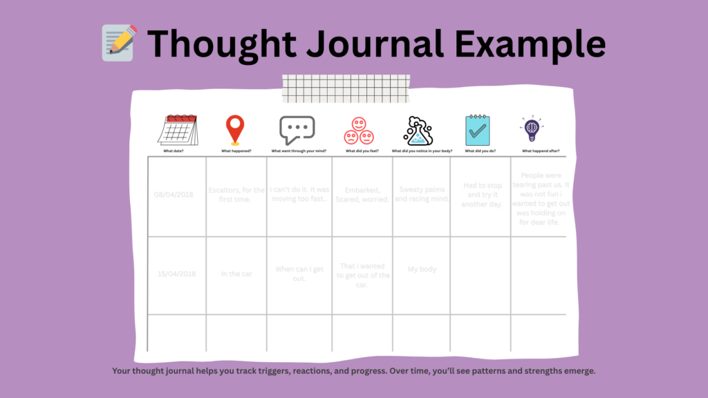 A image of a thought journal with greyed out diary entry.
