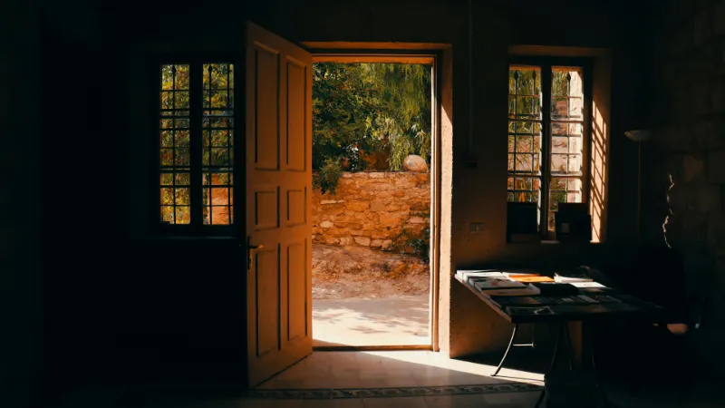 An image of an open door.