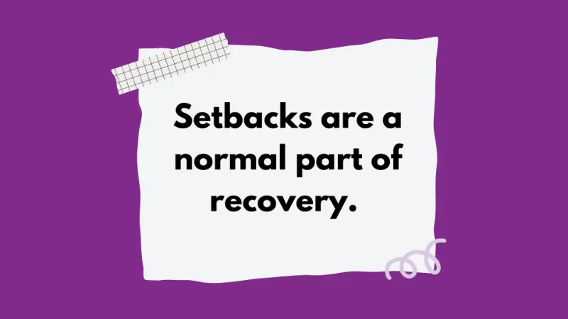 A highlighted box with a key quote: ‘Setbacks are a normal part of recovery.'